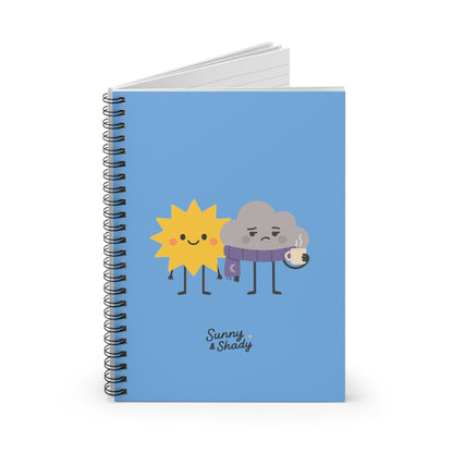 Sunny & Shady Spiral Notebook 6x8 - 118 Ruled Pages, Cute Lined Journal for School, Office & Everyday Use