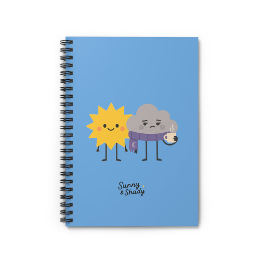 Sunny & Shady Spiral Notebook 6x8 - 118 Ruled Pages, Cute Lined Journal for School, Office & Everyday Use